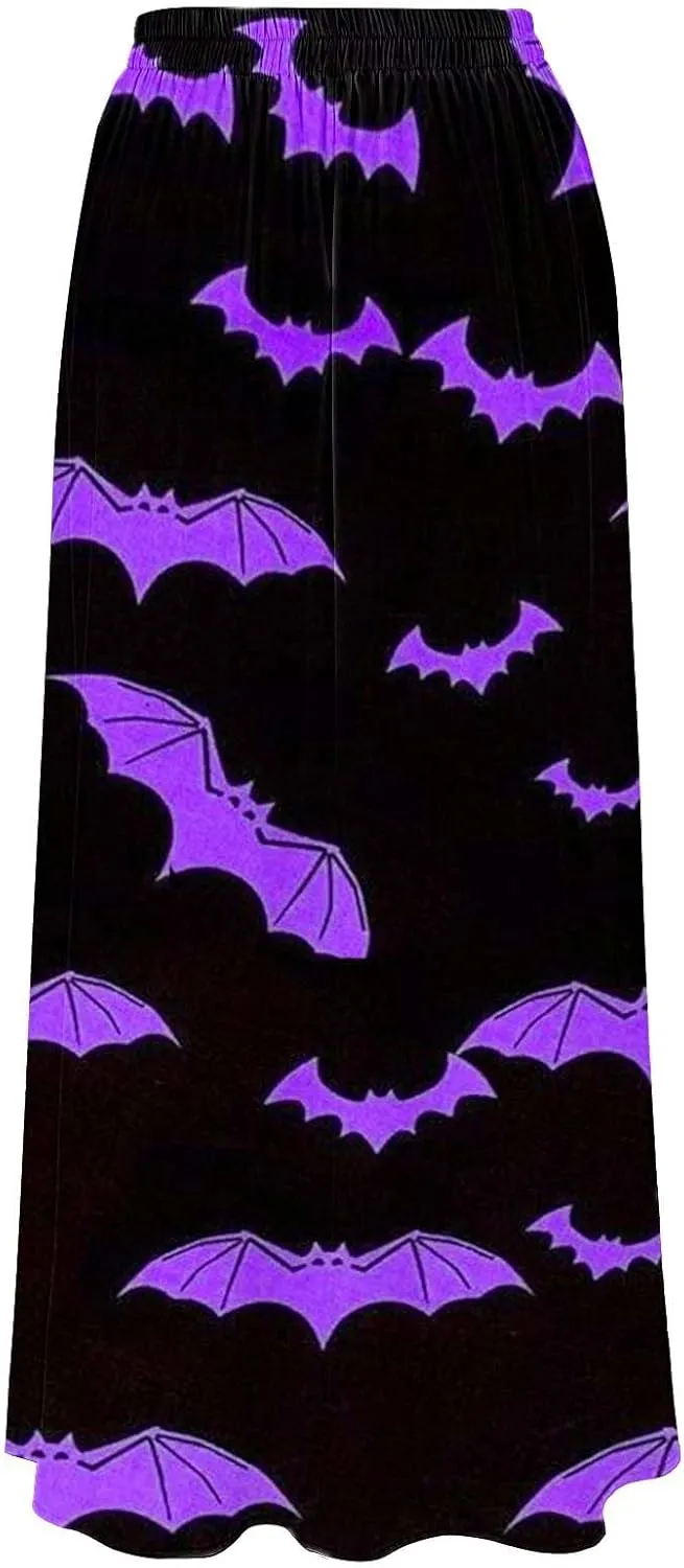 Halloween Skirts for Women Waist Party Beach Pocket Long Maxi Skirt Womens Tulle Skirt Black Tutu Skirt Black Skirt