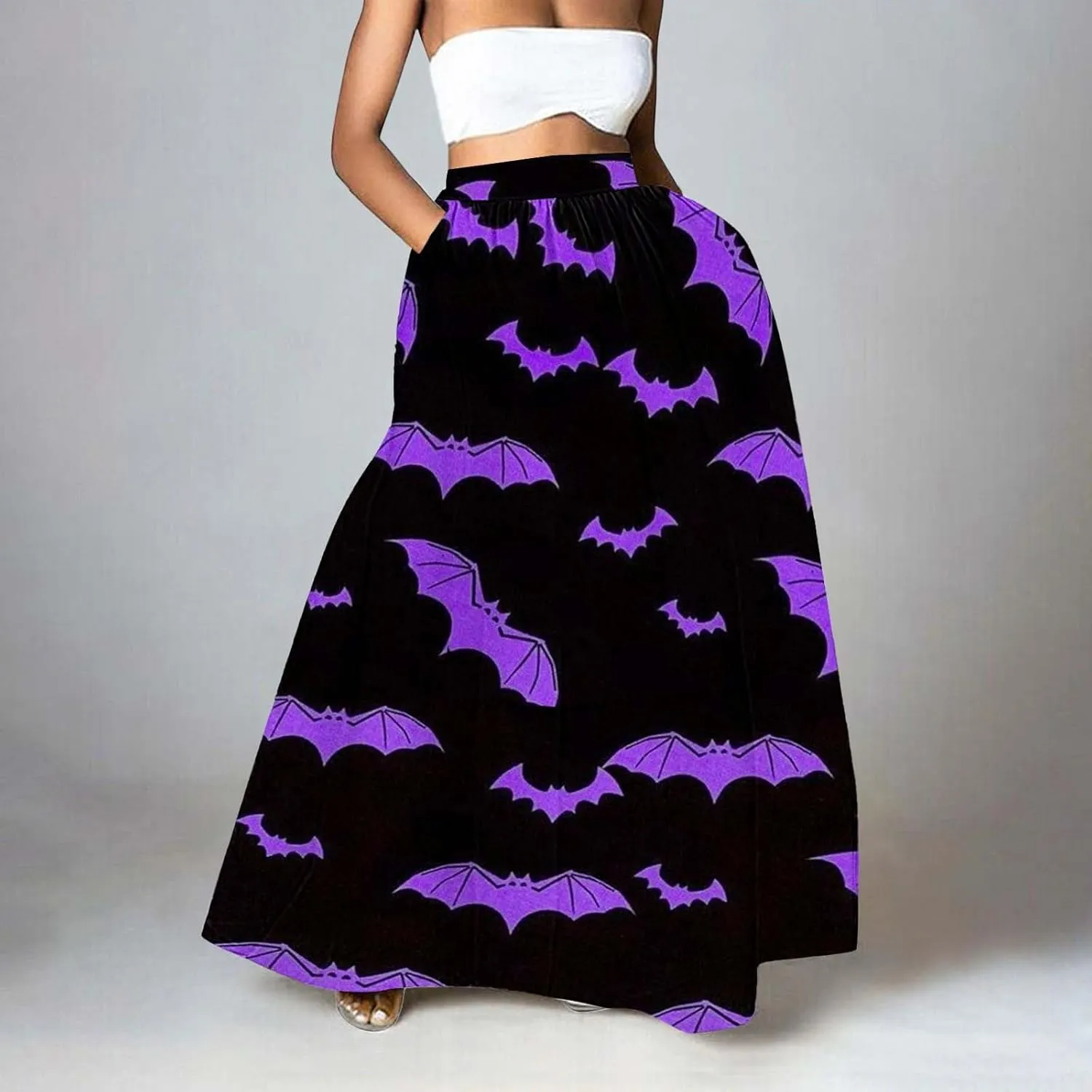 Halloween Skirts for Women Waist Party Beach Pocket Long Maxi Skirt Womens Tulle Skirt Black Tutu Skirt Black Skirt