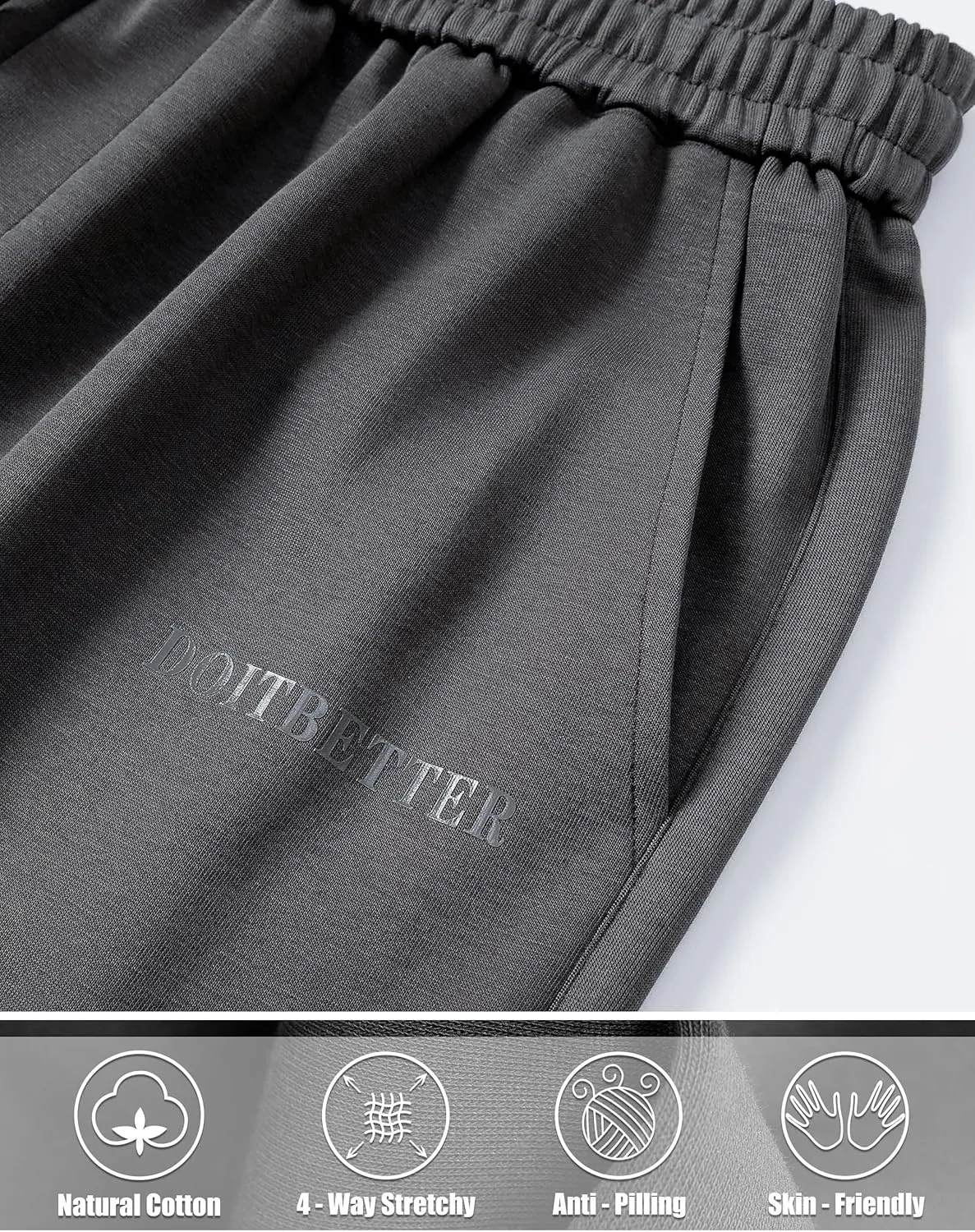 HHZ Men's Cotton Loose Fit Sweapants Baggy Yoga Gym Workout Pants with Pockets Open Bottom Sweatpants Straight Wide Leg