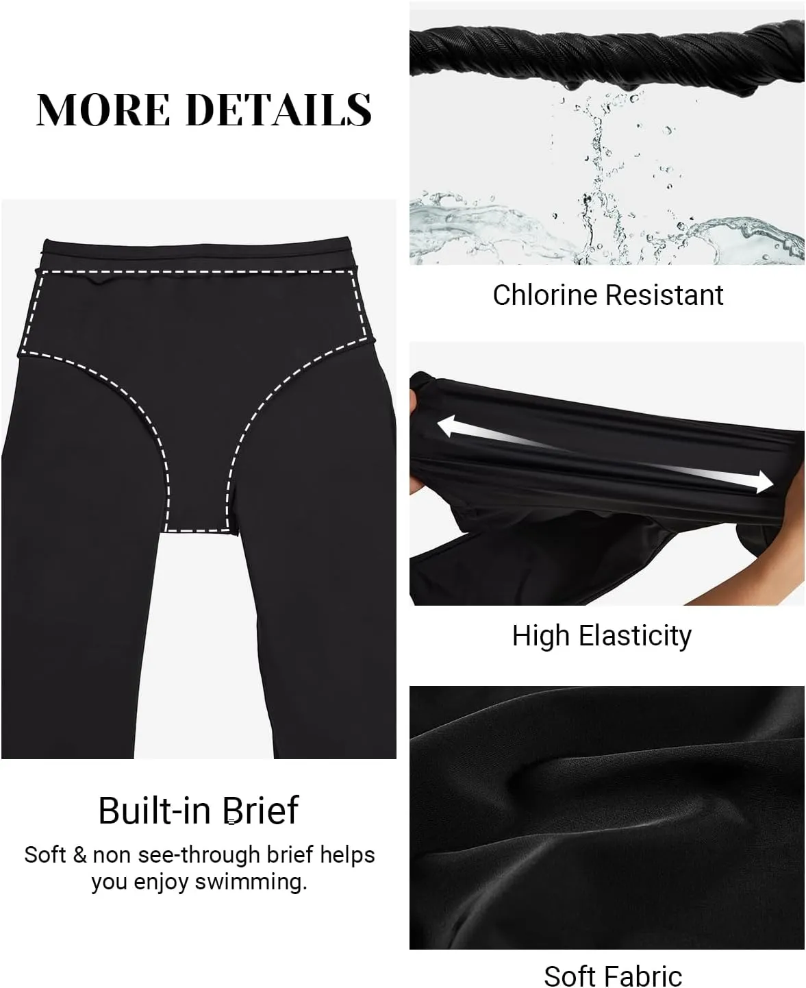 Holipick Plus Size Swim Pants for Women Swim Capris High Waisted Swim Leggings UPF 50  Long Swim Shorts