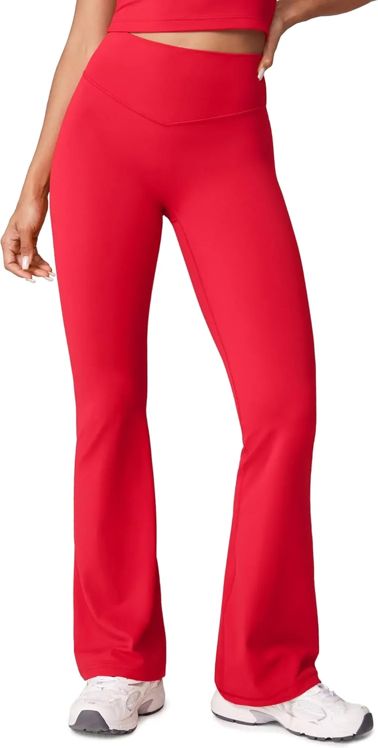 Hugcurve No Front Seam High Waisted Flare Leggings for Women Bootcut Yoga Pants Buttery Soft Lounge Workout - 31''