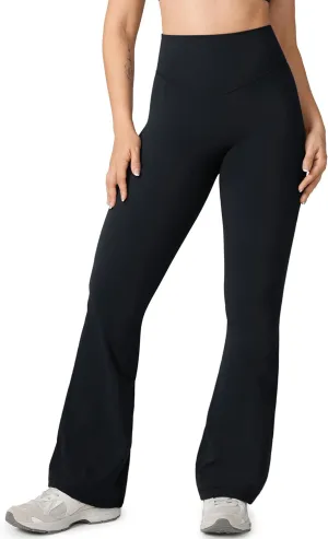 Hugcurve No Front Seam High Waisted Flare Leggings for Women Bootcut Yoga Pants Buttery Soft Lounge Workout - 31''