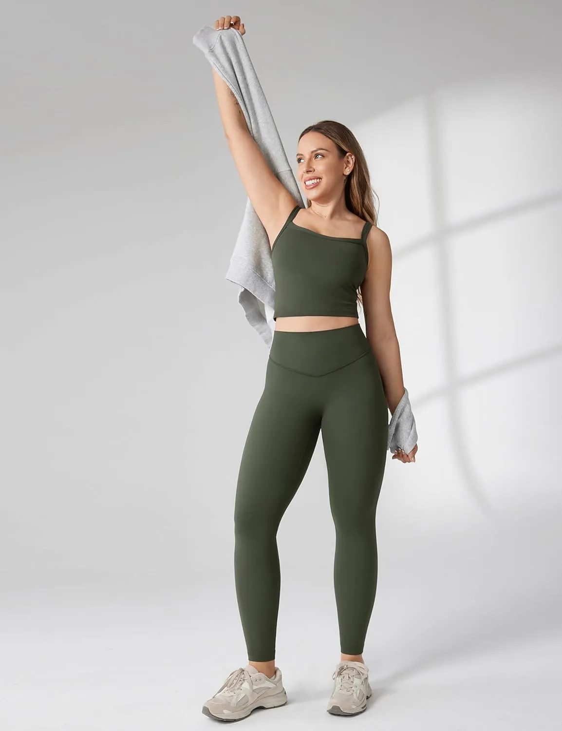 Hugcurve No Front Seam High Waisted Workout Leggings for Women Buttery Soft Yoga Pants Gym Athletic Tights - 25''