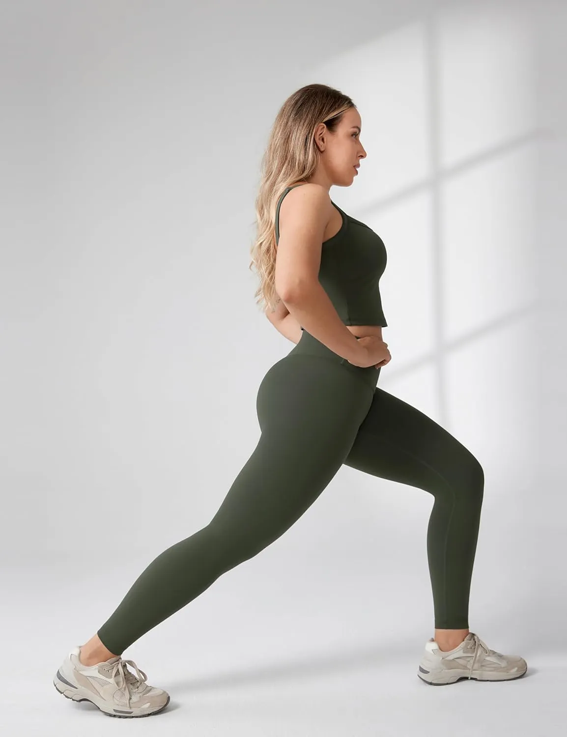 Hugcurve No Front Seam High Waisted Workout Leggings for Women Buttery Soft Yoga Pants Gym Athletic Tights - 25''