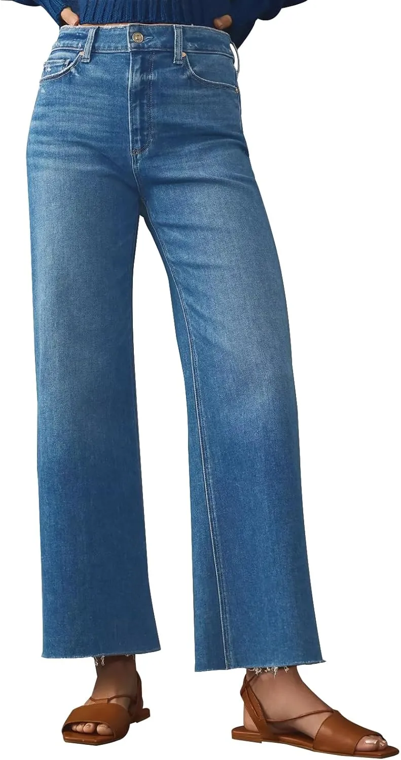 KUNMI Jeans for Women Wide Leg Baggy High Waist Boyfriends Straight Leg Stretchy Denim Pants Trendy Fall 2025