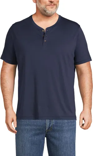 Lands' End Men's Short Sleeve American-Grown Supima Cotton Jersey Henley