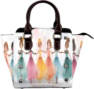 Leather Shoulder Bag for Women, Colorful Girls Studded Purse Princess Crossbody Handbags Punk Hobo Bag with Adjustable Strap