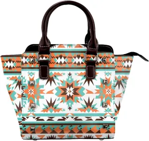 Leather Shoulder Bag for Women, Indian Aztec Studded Purse Ethnic Geometric Crossbody Handbags Punk Hobo Bag with Adjustable Strap