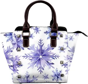 Leather Shoulder Bag for Women, Snowflake Studded Purse Christmas Crossbody Handbags Punk Hobo Bag with Adjustable Strap
