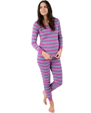 Leveret Women's Pajamas Fitted Striped 2 Piece Pjs Set 100% Cotton Sleep Pants Sleepwear (XSmall-XLarge) Plus Sizes