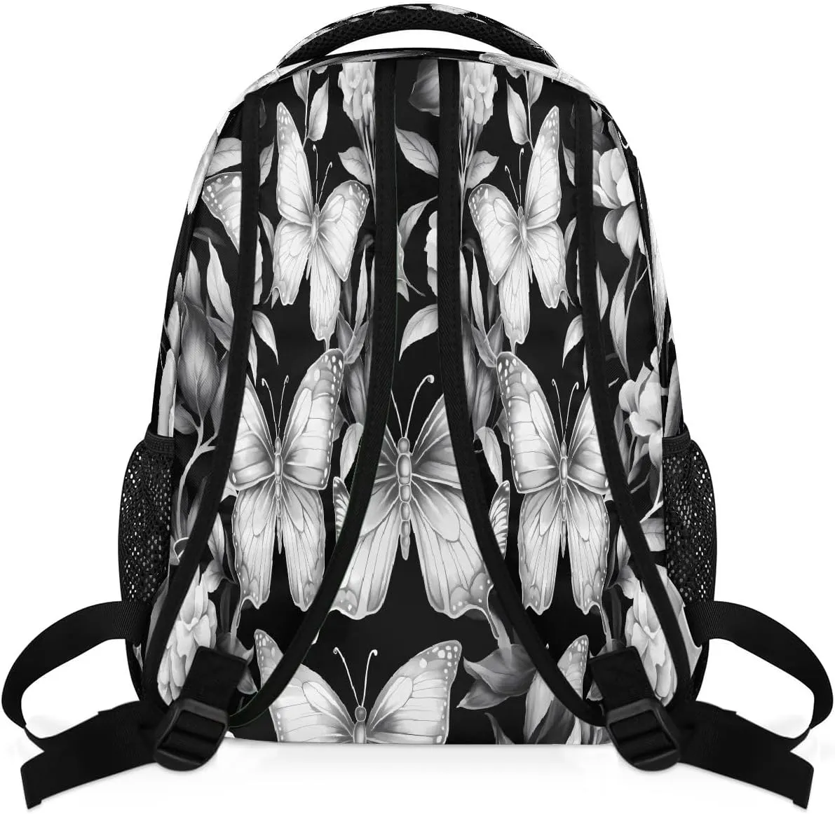 Lightweight Travel Backpack, Butterflies Flower Large Capacity Bookbag, Waterproof Travel Bag Casual Daypack for Men Women Adults