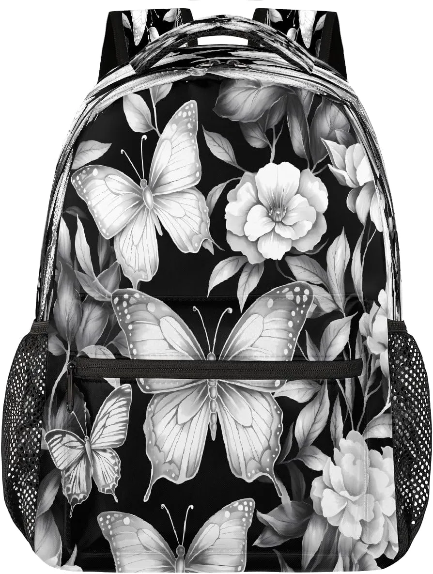 Lightweight Travel Backpack, Butterflies Flower Large Capacity Bookbag, Waterproof Travel Bag Casual Daypack for Men Women Adults