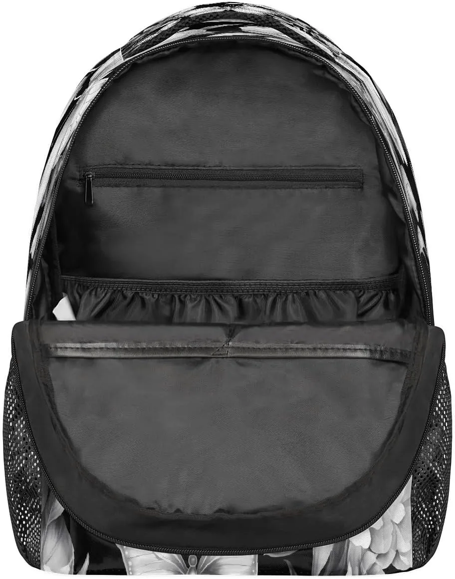 Lightweight Travel Backpack, Butterflies Flower Large Capacity Bookbag, Waterproof Travel Bag Casual Daypack for Men Women Adults