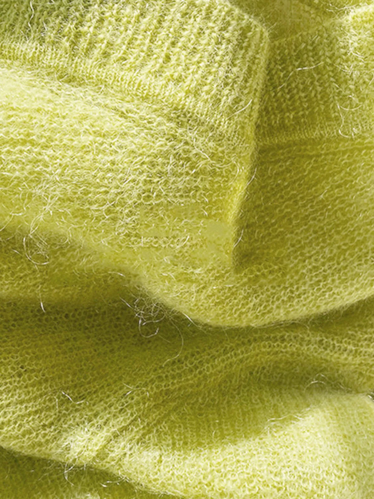 Lime Garden Graceful Furry V-Neck Sweater