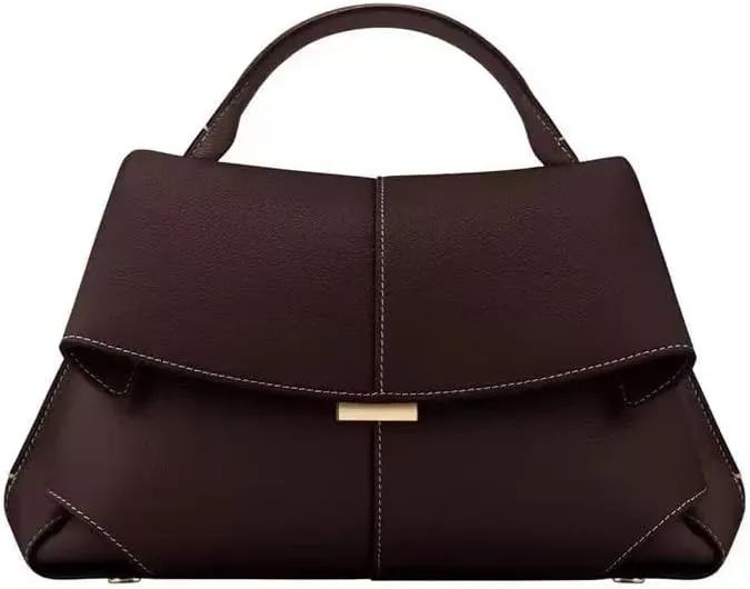 Luxury Genuine Leather Handbag for Women - Designer Top Handle Crossbody Bag with Adjustable Strap