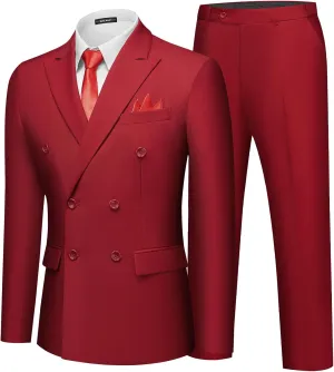 MAGE MALE Men's 2 Piece Suit Elegant Solid Double Breasted Slim Fit Tuxedo Suit with Blazer and Pants