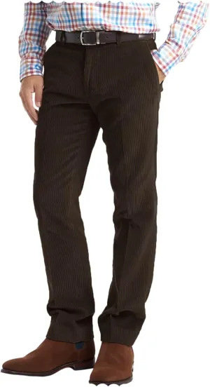 Men's Slim Fit Flat Front Corduroy Dress Pants for Work to Weekend