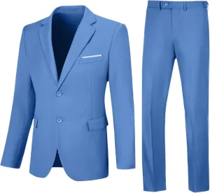 Men's Suit Slim Fit 2 Piece Prom Suits Two Button Jacket Blazer Pants Formal Wedding Dinner Business Tuxedo