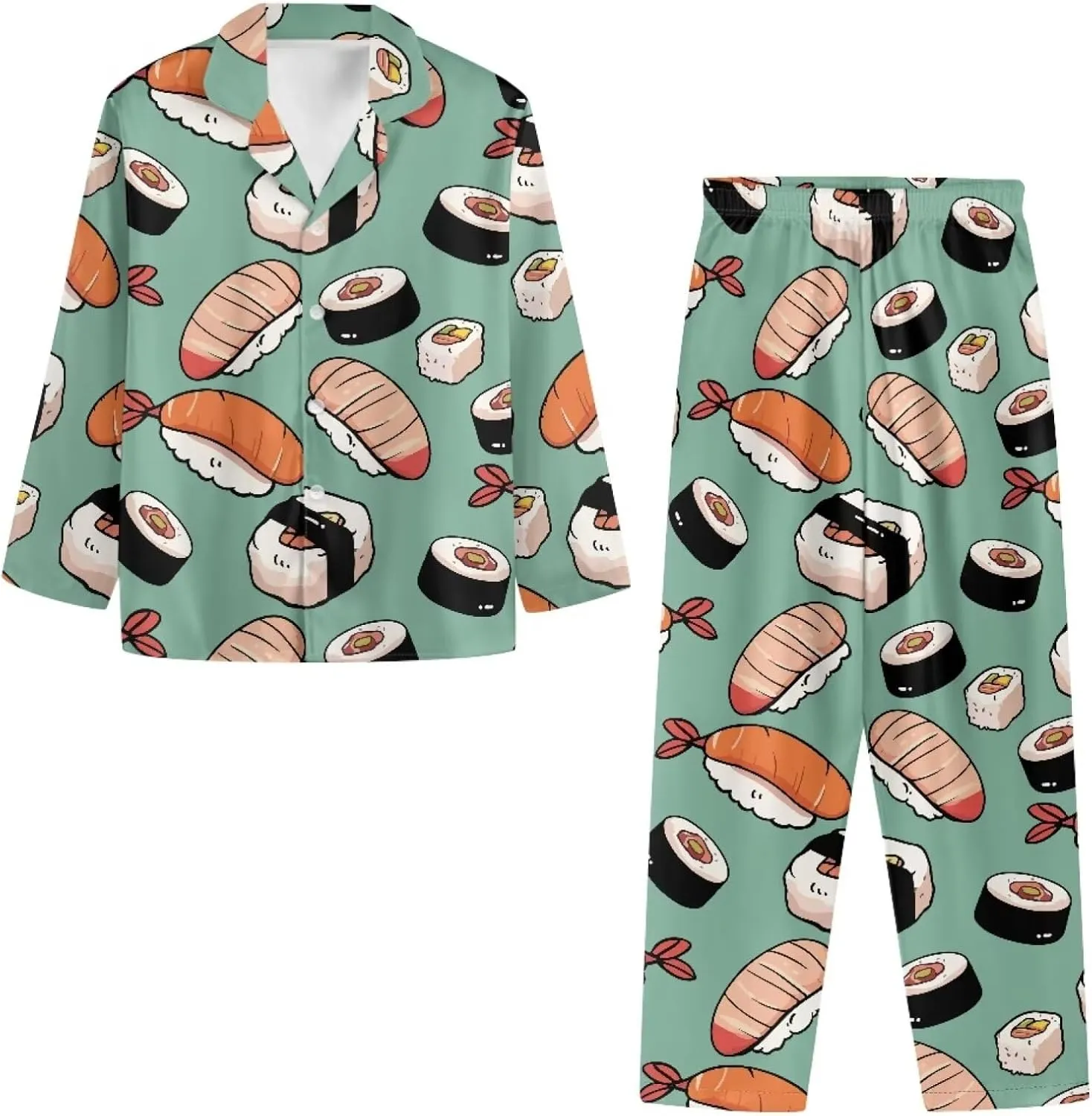 Modysero Pajamas Set for Women Button Up Sleepwear with Notch Collar Long Sleeve Pjs Set for Women Loungewear Set 2 Piece