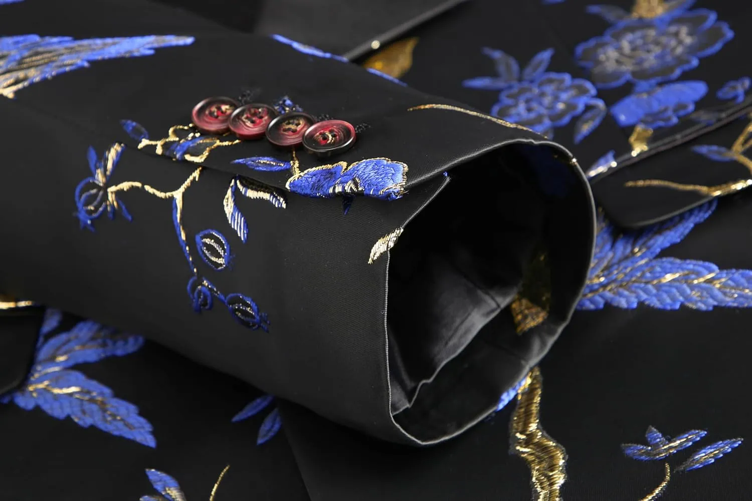 MOGU Mens 3 Piece Suit Slim Fit Tuxedo Floral Print Jacket Vest Pants Set for Wedding Prom Dinner