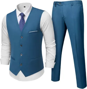 MY'S Men's 2-Piece Suit, Vest Pants Set for Men, Casual Waistcoat with Tie for Prom Wedding Homecoming