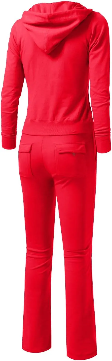 NE PEOPLE Womens Casual Basic Terry Zip Up Hoodie Sweatsuit Tracksuit Set S-3XL