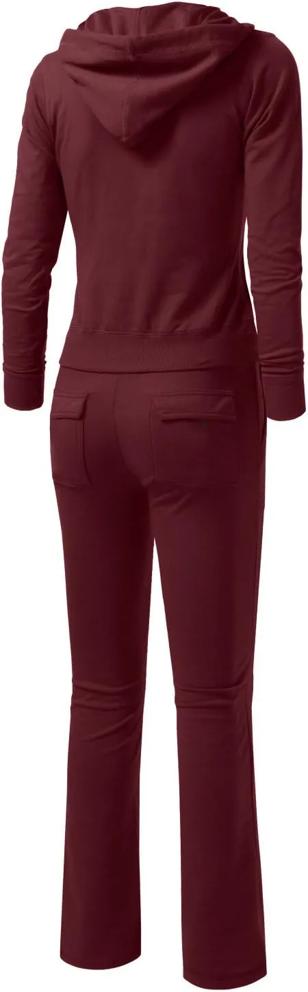 NE PEOPLE Womens Casual Basic Terry Zip Up Hoodie Sweatsuit Tracksuit Set S-3XL