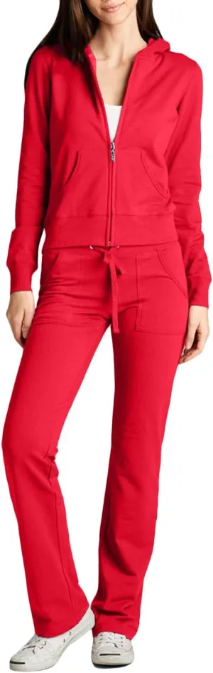 NE PEOPLE Womens Casual Basic Terry Zip Up Hoodie Sweatsuit Tracksuit Set S-3XL