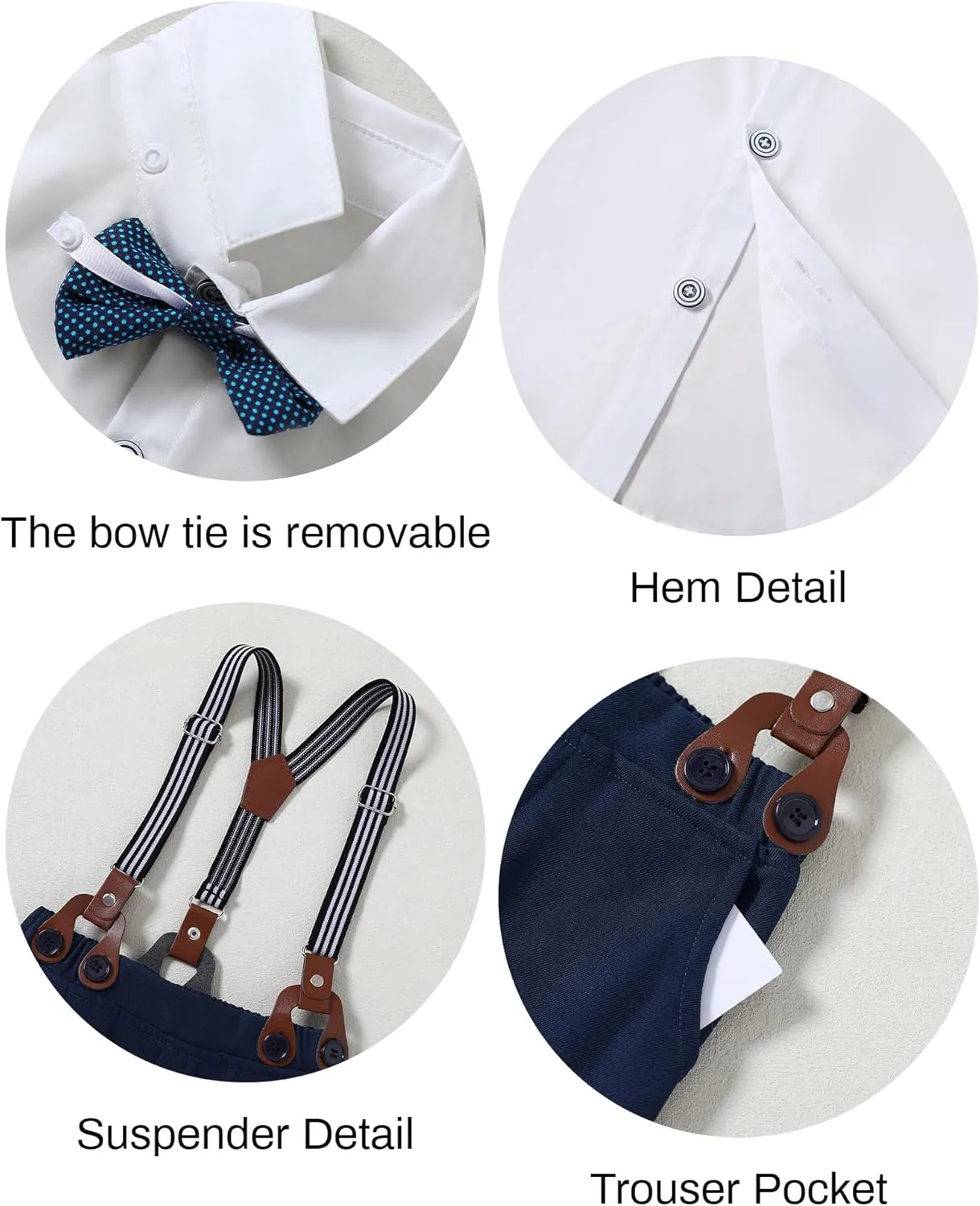 nilikastta Toddler Baby Boy Clothes Suit Gentleman Wedding Outfits Formal Dress Shirt/Bowtie/Vest/Suspender Pants 1-9years