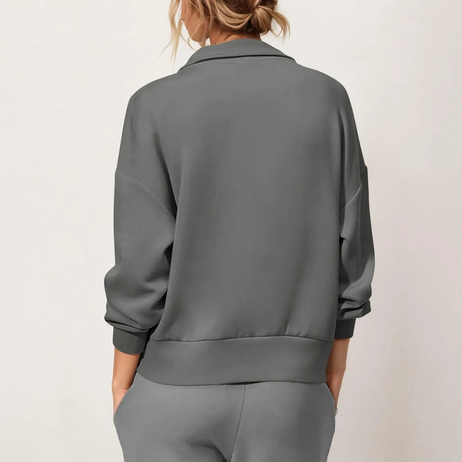 Quarter Zip Pullover Women Fleece Fall Oversized Sweatshirts Long Sleeve Casual Pullover Sweater Winter Clothes 2024