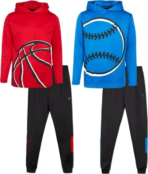 RBX Boys' Sweatsuit Set  4 Piece Thermal Sports Hoodie and Tricot Jogger Pants (8-12)