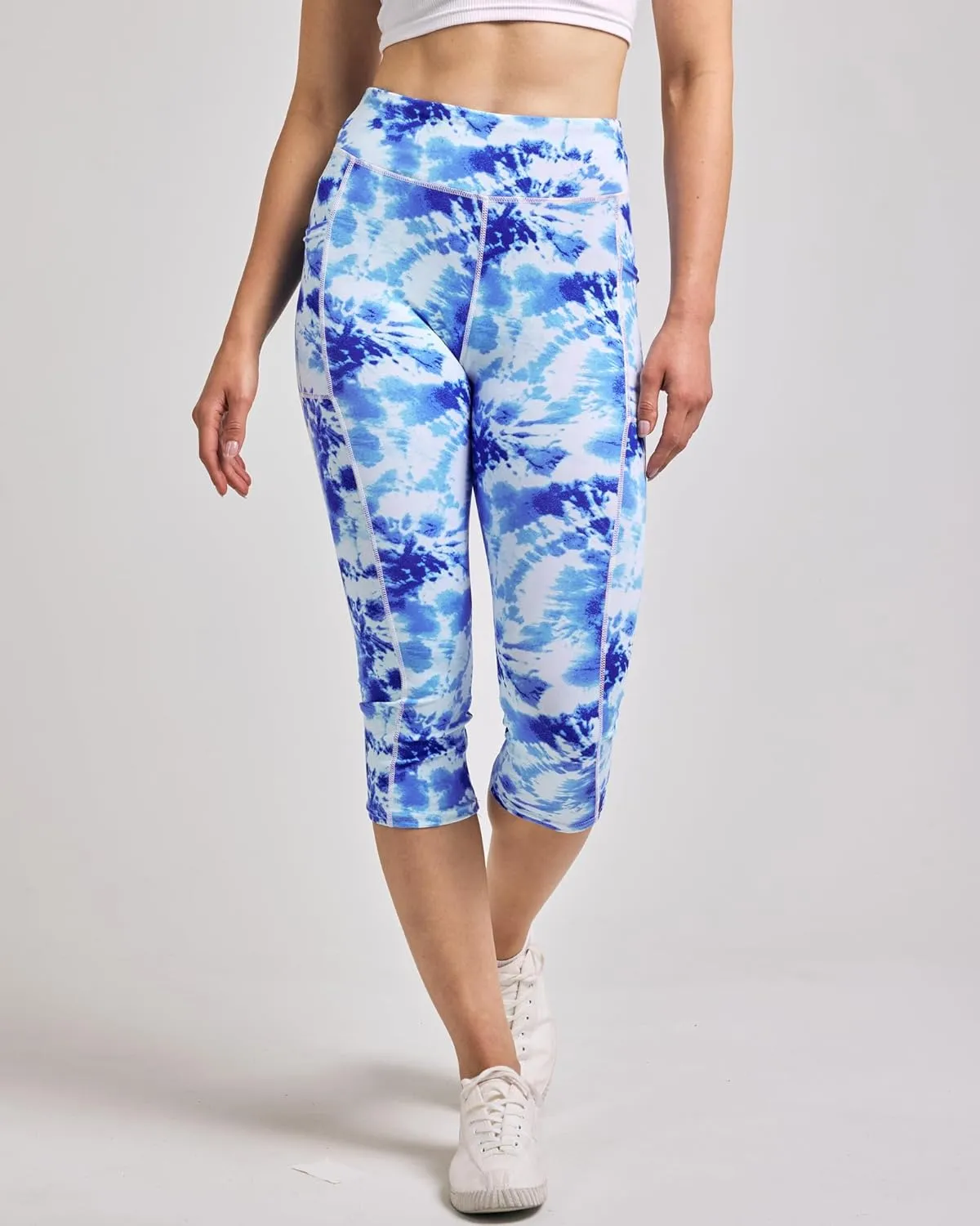 Real Essentials 4 Pack: Women's Capri Leggings with Pockets Casual Yoga Workout Exercise Pants (Available in Plus Size)