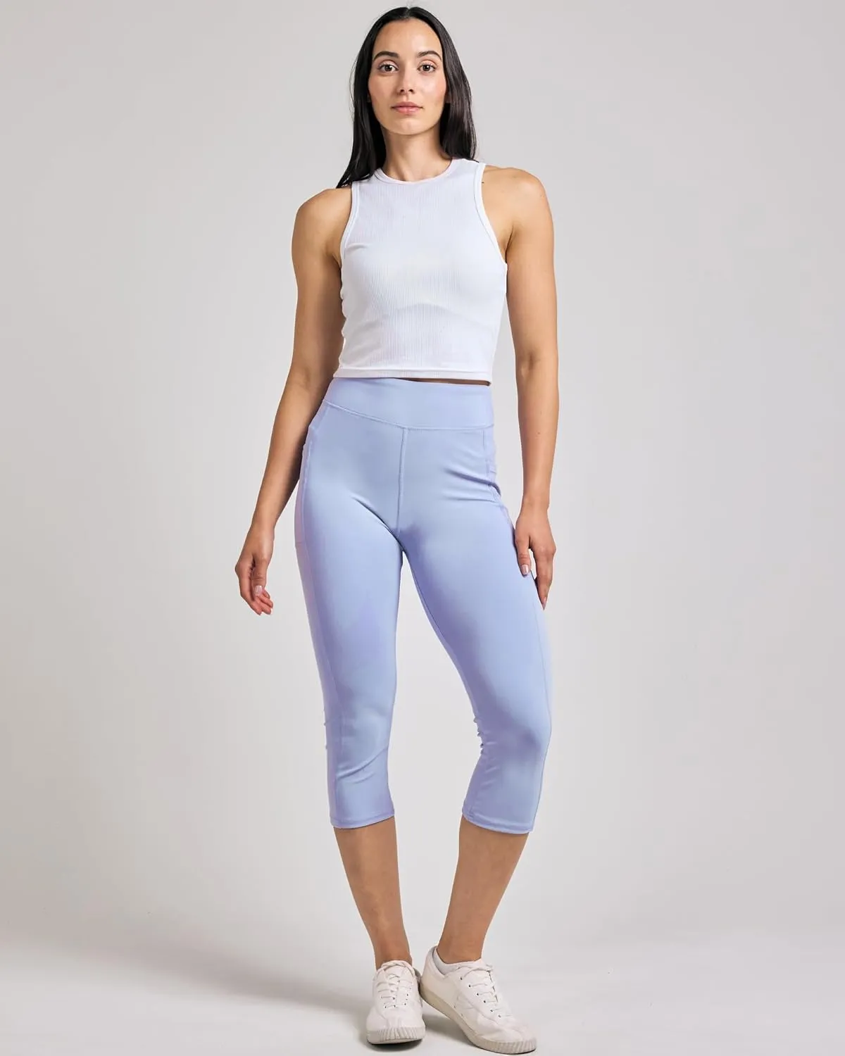 Real Essentials 4 Pack: Women's Capri Leggings with Pockets Casual Yoga Workout Exercise Pants (Available in Plus Size)