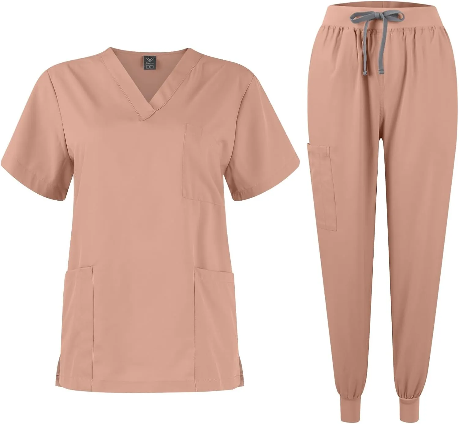 Scrub Sets for Woman 2025 Essential Jogger Scrub Set Nursing Uniform Stretch V-Neck Top & Drawstring Cargo Pants