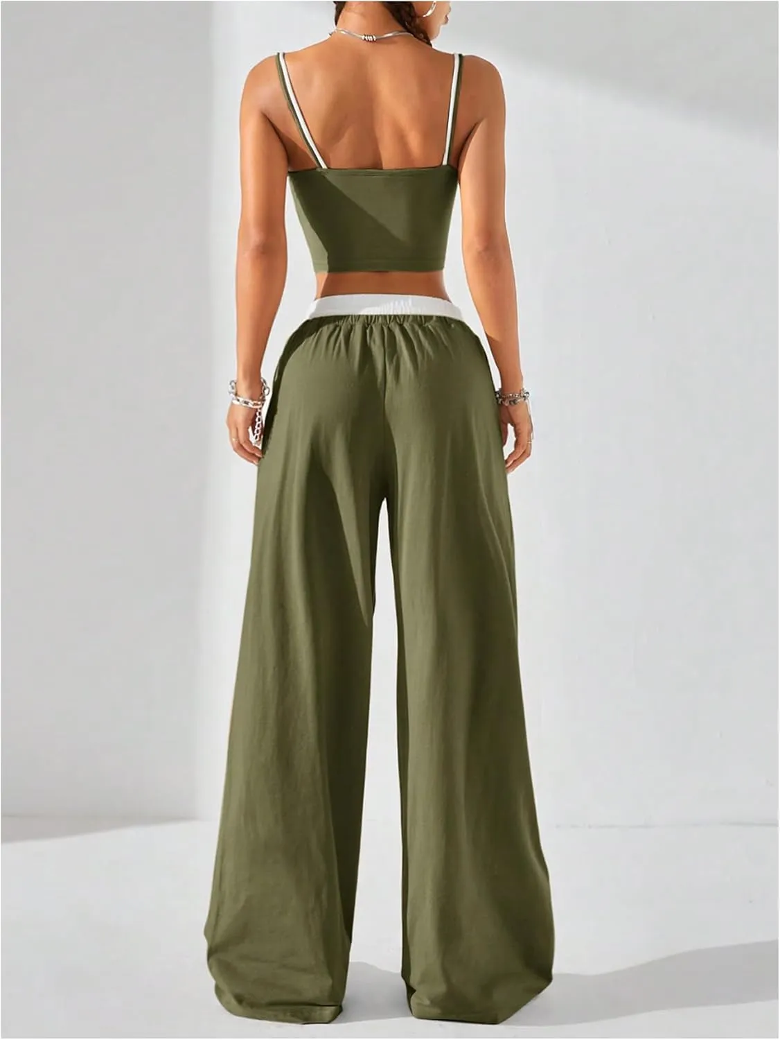 SOLY HUX Women's Summer Tracksuit Camisole Top and Wide Leg Pants 2 Piece Outfits Sports Going Out Clothes