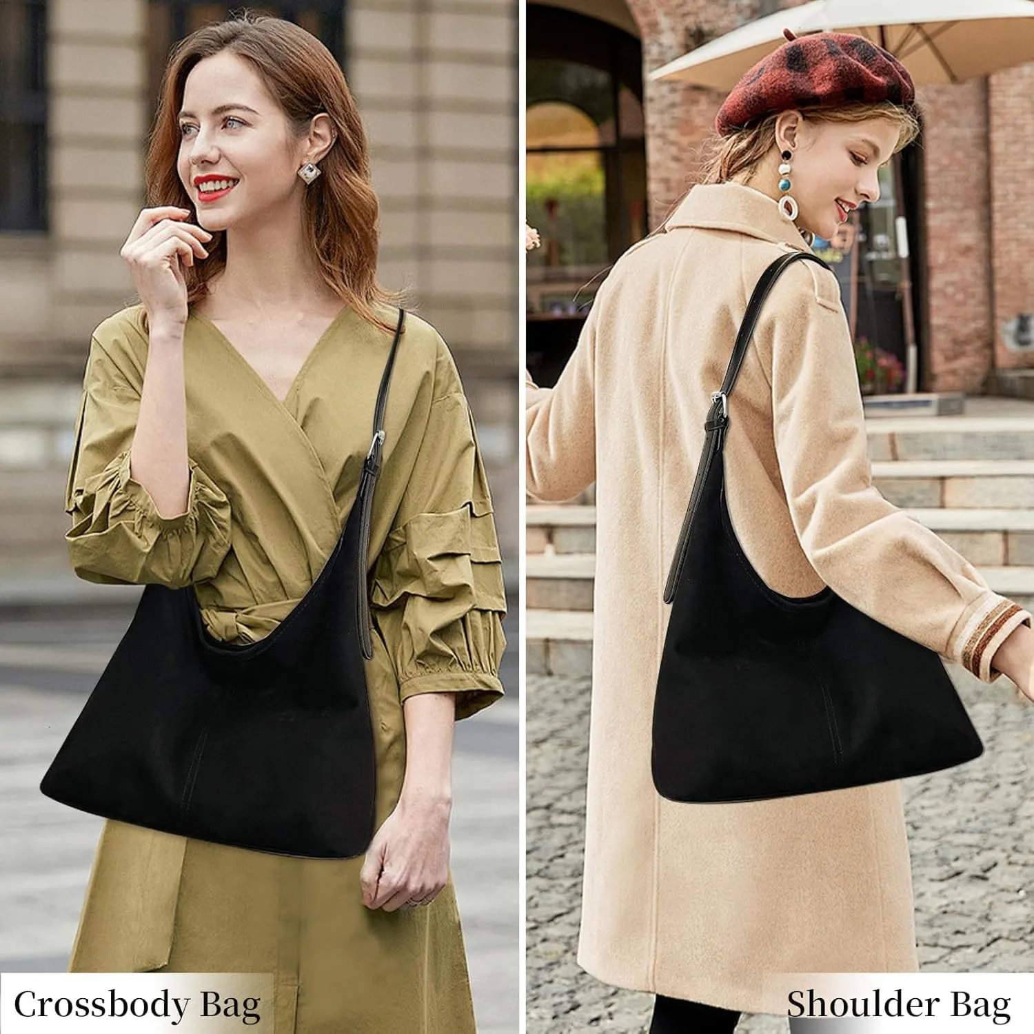 Suede Bags for Women Suede Hobo Bag Retro Suede Tote Bag Slouchy Suede Shoulder Bag Crossbody Handbags Suede Purse