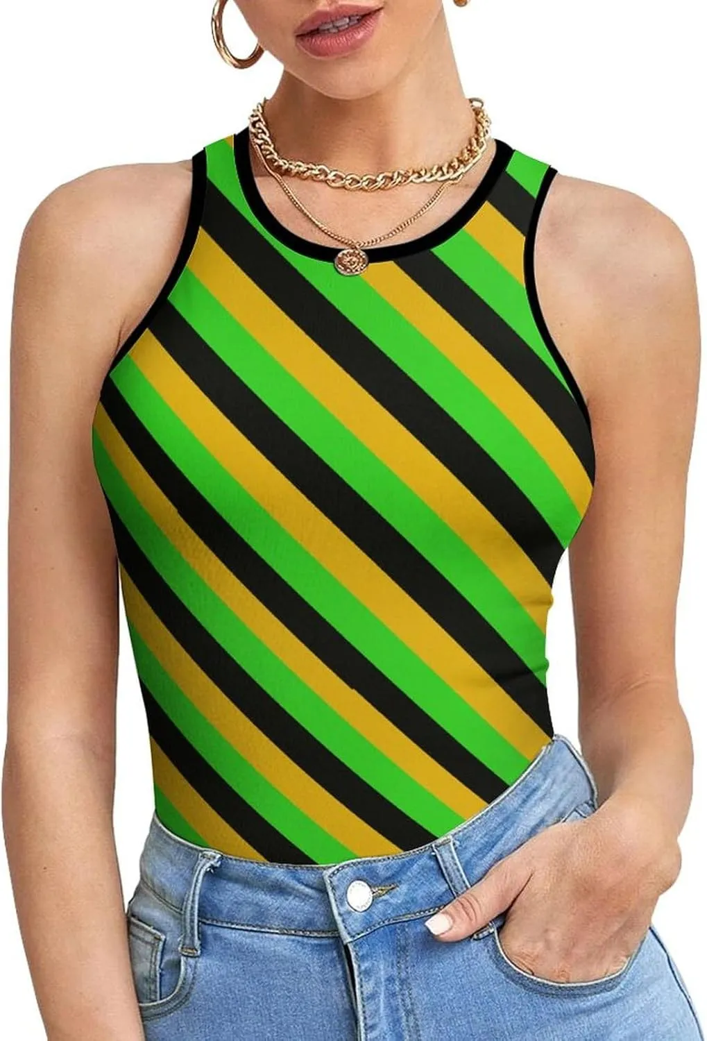 TAIZIYEAH Jamaica Bodysuit Womens Summer Cute Short Sleeve