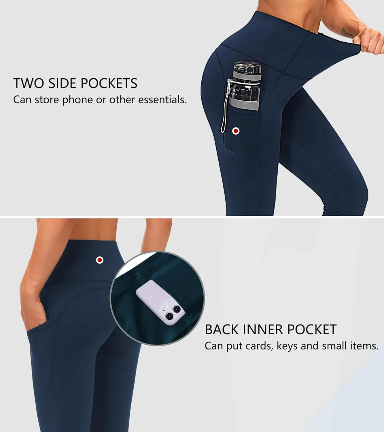 THE GYM PEOPLE Thick High Waist Yoga Pants with Pockets Fleece Lined Tummy Control Workout Leggings for Women