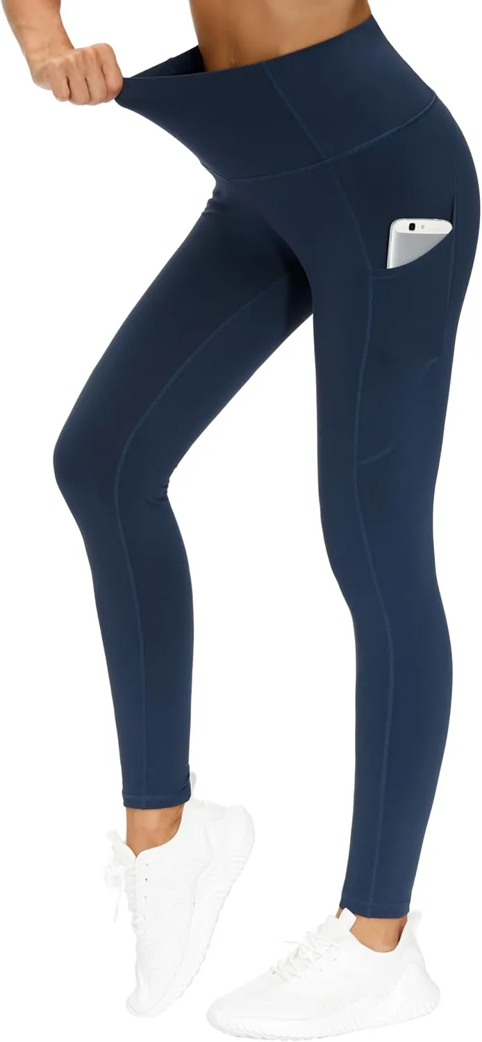THE GYM PEOPLE Thick High Waist Yoga Pants with Pockets Fleece Lined Tummy Control Workout Leggings for Women