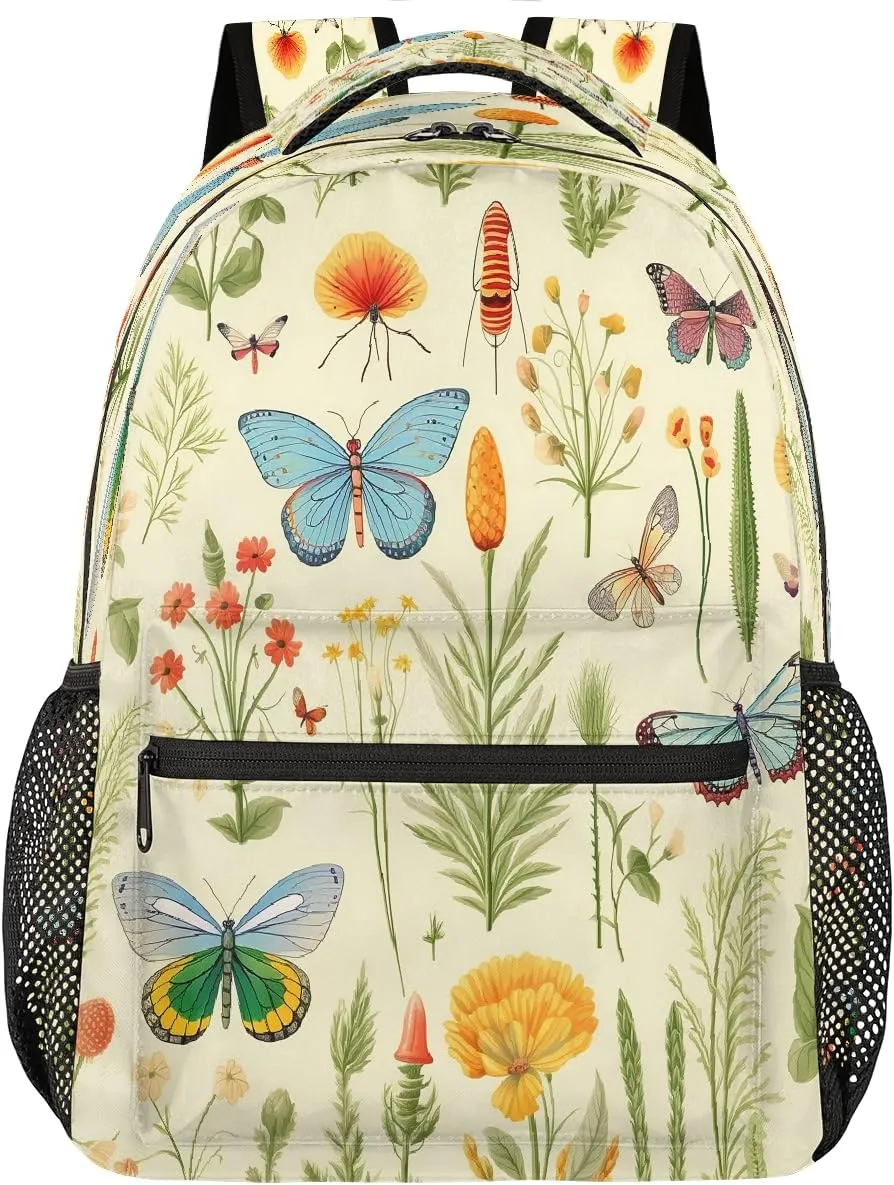 Travel Backpack for Women Men, Butterfly Floral Leaves Animal Lightweight Casual Daypack, Large 16 Inch Laptop Backpack for Travel & College