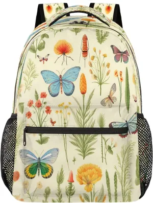 Travel Backpack for Women Men, Butterfly Floral Leaves Animal Lightweight Casual Daypack, Large 16 Inch Laptop Backpack for Travel & College