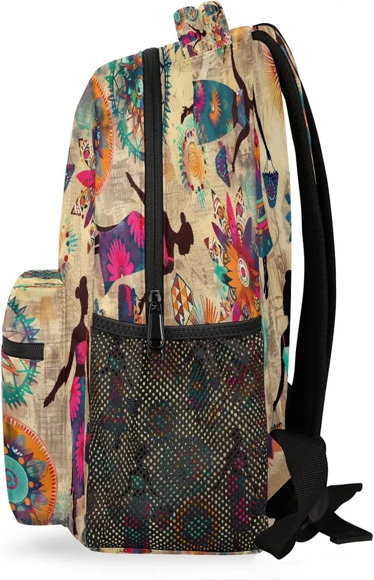 Travel Backpack for Women Men, Ethnic Women Floral Pattern Lightweight Casual Daypack, Large 16 Inch Laptop Backpack for Travel & College
