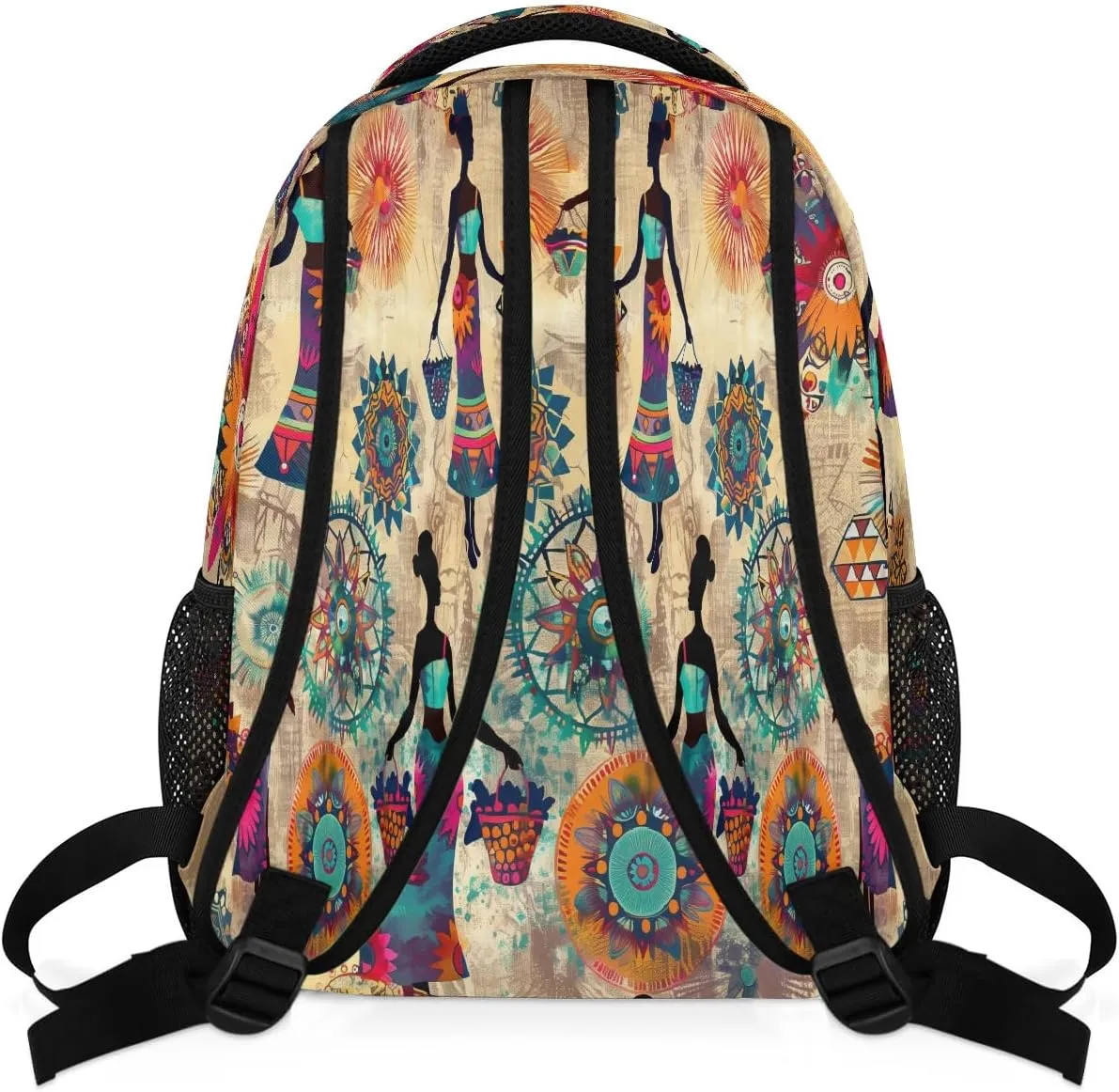 Travel Backpack for Women Men, Ethnic Women Floral Pattern Lightweight Casual Daypack, Large 16 Inch Laptop Backpack for Travel & College