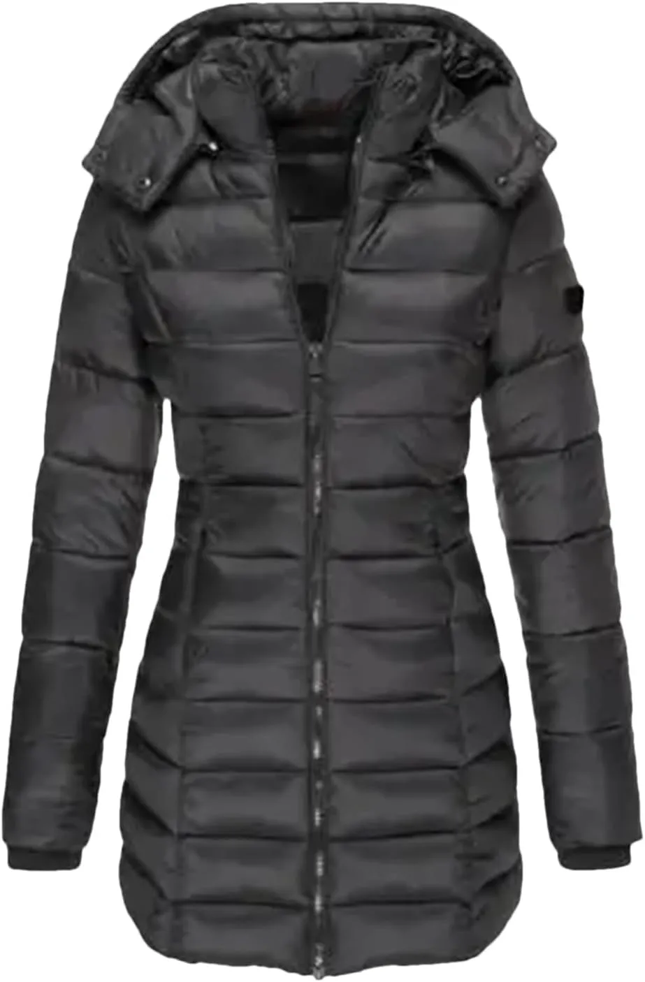 Winter Cotton Padded Jacket Women Autumn Outwear Zipper Long Sleeve Warm Pockets Hoodie Lightweight Coat