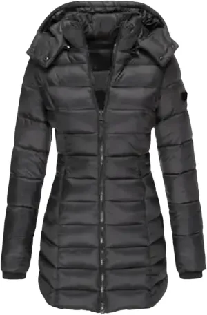 Winter Cotton Padded Jacket Women Autumn Outwear Zipper Long Sleeve Warm Pockets Hoodie Lightweight Coat