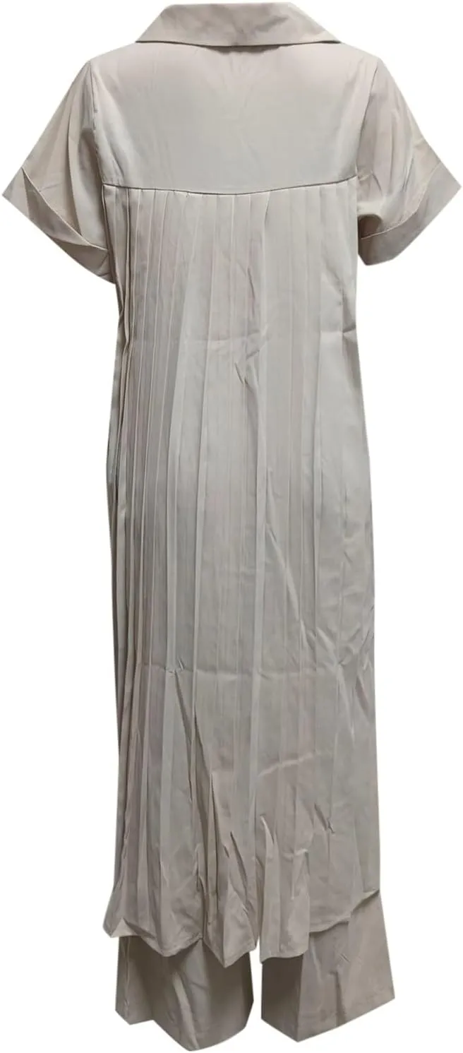 Women Matching Lounge Set Summer Wide Leg Oversized Pants Short Sleeve Lounge Set Chic Casual Cotton Loungewear Set