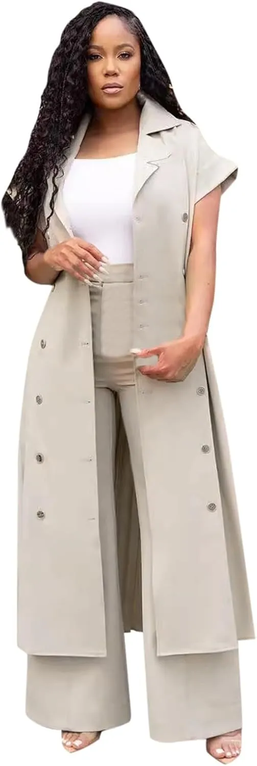 Women Matching Lounge Set Summer Wide Leg Oversized Pants Short Sleeve Lounge Set Chic Casual Cotton Loungewear Set