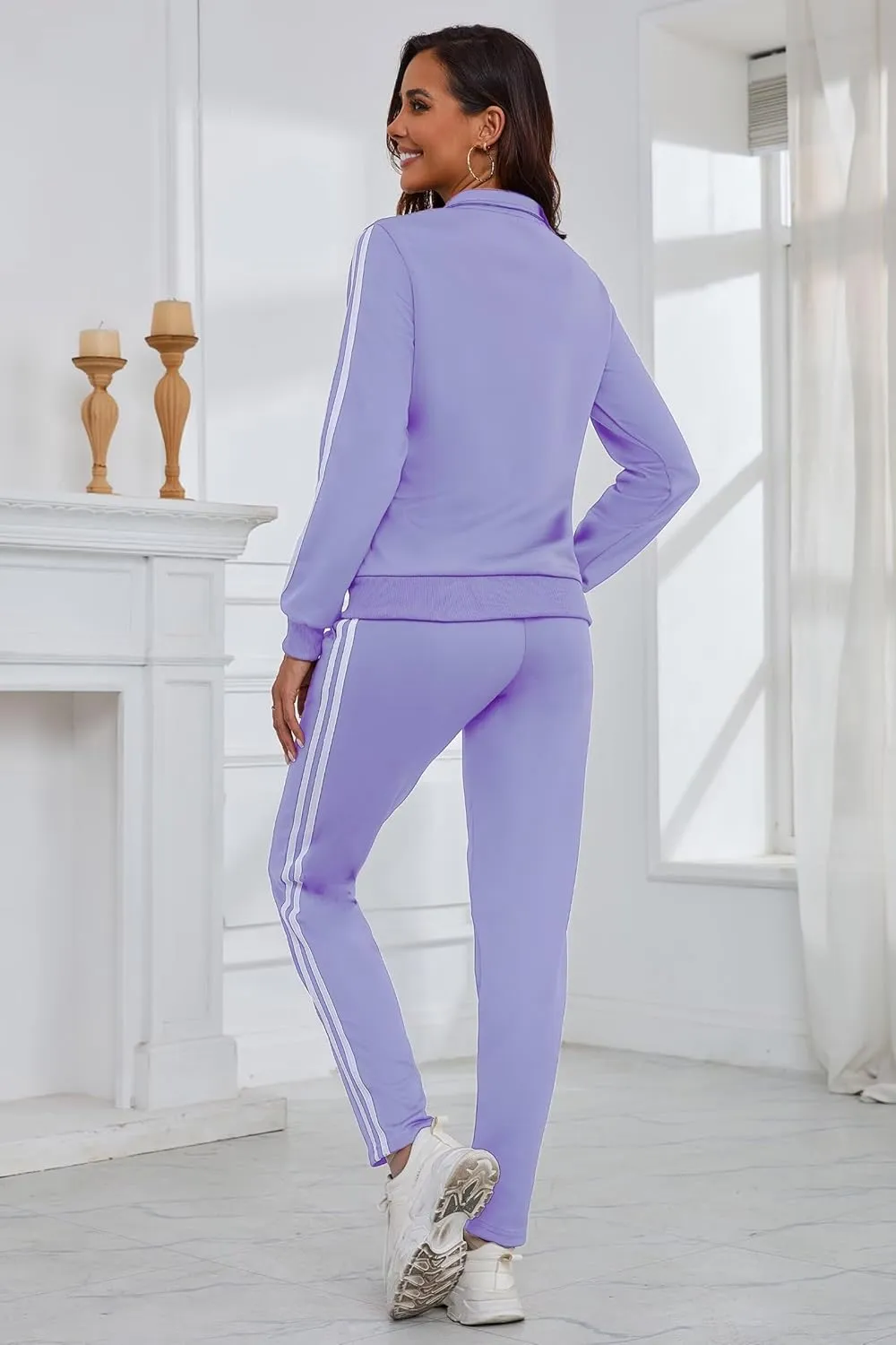 Women's 2 Piece Tracksuit Long Sleeve Track Suits Full Zip Lounge Set Sweatsuits Outfits