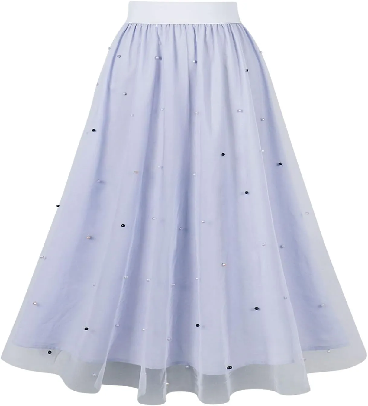 Women's 3D Polka Dot Double-Layered Mesh Midi Skirt High Waist Pleated Skirt Midi Swing Skirt A-Line Vintage Skirts