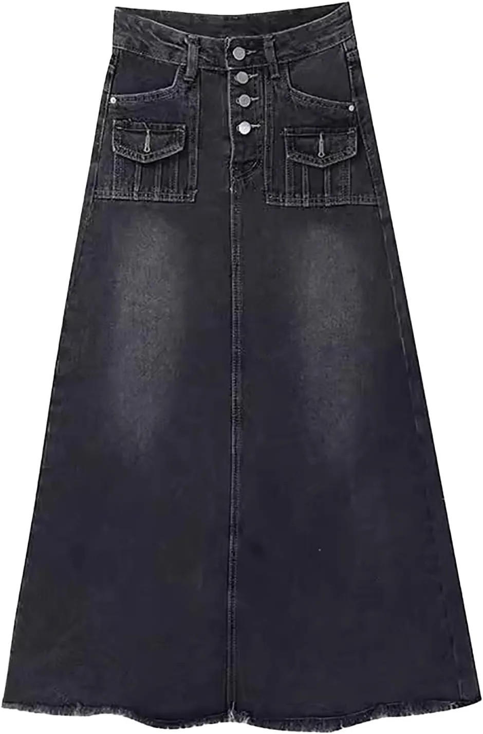 Women's Casual Denim Skirts Summer Midi Jean Skirts Stretch High Waisted Vintage Denim Dress 2025 Trendy with Pockets
